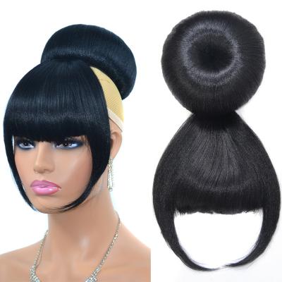 China Donut Bun With Bangs Mengyun 80g Fashion Apple Big Bangs Afro Natural Black Women Synthetic Hair Bun With Bangs Extensions Donut Bun Neat Pieces for sale