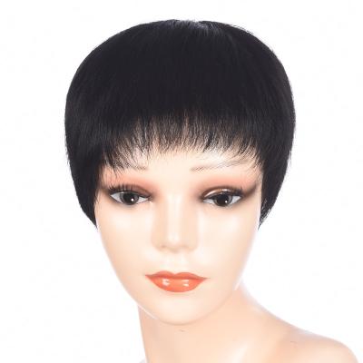 China Silky Straight Wave Mengyun Lace Up Non Short Pixie Human Hair Wig Color 1B For African Pixie Wigs For Black Women 100% American for sale