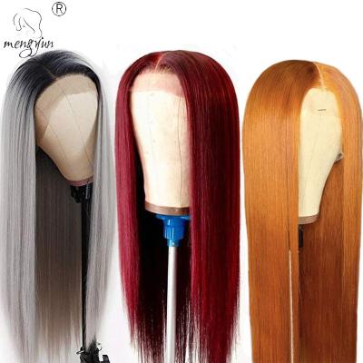 China Silky Straight Wave 150% 180% 250% Density Straight Customize Transparent Lace Wig Brazilian/Peruvian 100%/Malaysian/Cambodian Hair Color Wigs for sale