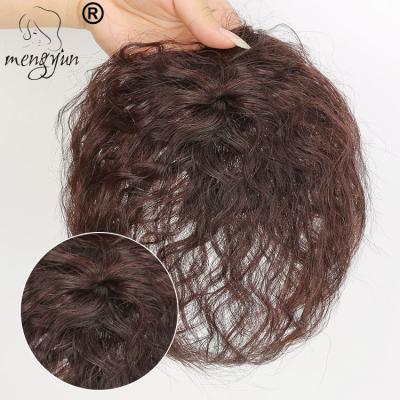 China Mengyun Wholesale Natural High Quality Short Black Corn Wave Hair Wavy Hairpiece For Gray Hair Covering for sale