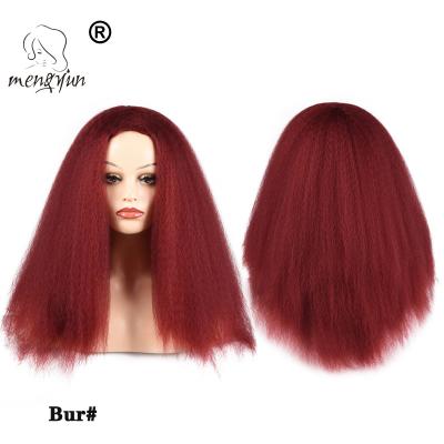 China Mengyun Hair Wholesale Vendors Yaki Straight Hair Full And Curly Burgundy Straight Hair Wigs Thick Yaki Synthetic Wig For Black Women for sale