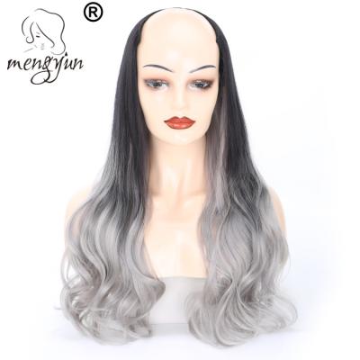 China Silky Straight Synthetic U Shaped Wigs Long Big Curly Wigs 1BTGray Women Wigs for sale