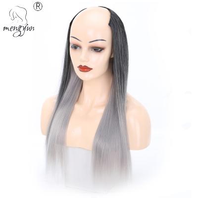 China Ladies Straight Synthetic Gray Wigs Heat Resistant Cheap Women's Hair Wave Part Wigs Wholesale Silky Straight u Sellers for sale