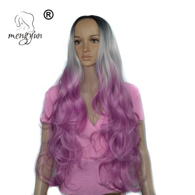 China Mengyun Wholesale 85Cm Body Wave Long Body Wave Cosplay Wig Fashion Cosplay Anime Wig 100% High Temperature Resistant Wig for sale