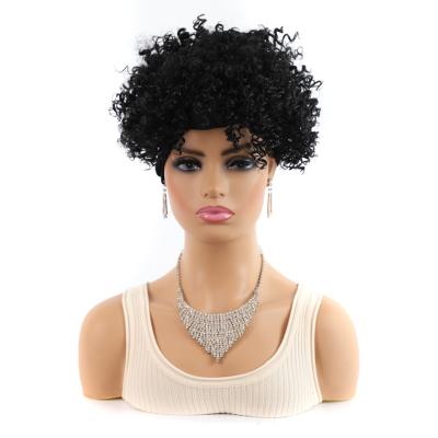 China Afro Curly Hair Bun TJW1-1B# Green Color Scarf Hair Wig Afro Women Curly Drawstring Wig With Bun Head Scarf Hair for sale