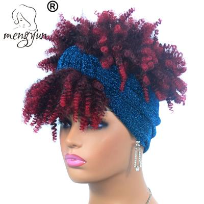 China Afro Hair Bun TJA1-1BTBUG#Synthetic Curly Fluffy Afro Curly Hair Bun Hair Scarf Wig Ponytail Fluffy Bun With Bangs For Black Women for sale