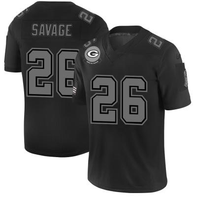 China New 2021 Wholesale Cheap Antibacterial Mens RODGERS 12# ADAMS 17# SAVAGE 26# Black American Football Jersey for sale