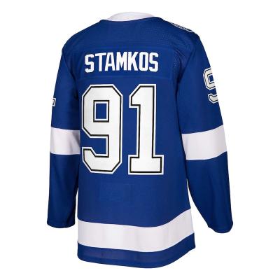 China Shirts & Tampa Bay City Custom Ice Hockey Jersey Tops Stitched Embroidery Sports Men Blue Lightning Wear #91 Stamkos #86 Kucherov for sale