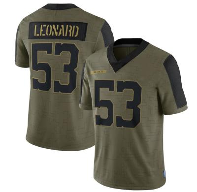 China 2021 Wholesale Antibacterial Indianapolis 53 Darius Leonard Olive Player Stitched Jersey Salute To Service Limited American Football Tank Tops for sale