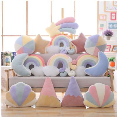 China Custom Creative Soft Cuddly Stuffed Toy Cloud Star Rainbow Crown Cushion Plush Pillow for sale