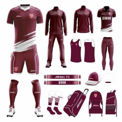 China Quick Dry Full Set Sublimation Football Kits Custom Own Design Football Soccer Wear Kits for sale