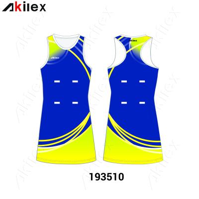 China Wholesale High Quality Sublimation Antibacterial Logo Netball Dresses Custom Made Netball Uniforms for sale