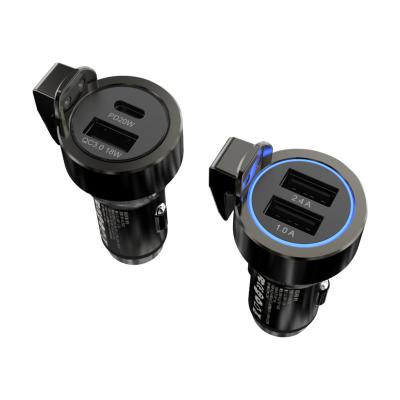 China Car Car Charger With USB Belt Cutter 2Port A+ Type C USB DC Charger for sale