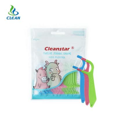 China Factory Outle Manufacturer 3 Colors Disposable Kids Design Dental Floss Picks for sale