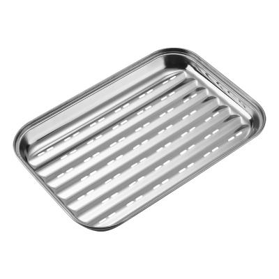 China Multi Hot Sale Stainless Steel Barbecue Grill Basket BBQ Grill Tray Easily Cleaned Cooking Pan for sale