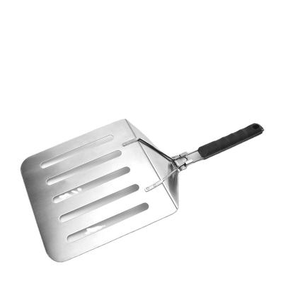 China Sustainable Metal Pizza Peel Shovel With Plastic Handle 430# Stainless Steel Pizza Tool for sale