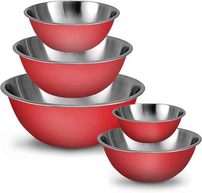 China Sustainable Stainless Steel Mixing Bowl Baking Heavy Duty Meal Prep Mixing Bowls Set Food Storage Organizers for sale