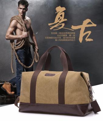 China Wholesale Water Proof Man Plain Tote Canvas Travel Luggage Bag 2021 Fashion Large Capacity Waxed for sale