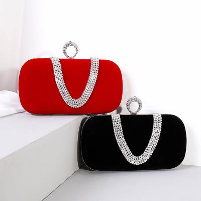 China 2021 Daily Life Dinner News Ladies Evening Clutch Bags Small Banquet Rhinestone Velvet Bag Dress Women Clutch Bag for sale