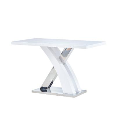 China Nordic Dining Table Best Price Dining Room Furniture Foldable White High Gloss Luxury Extension Dining Table for sale