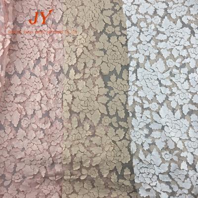 China Korean Lace Fabric 100%Polyester Embroidery Chiffon Textile Tear-Resistant Guipure Embroidery Dress Lace Fabric for sale