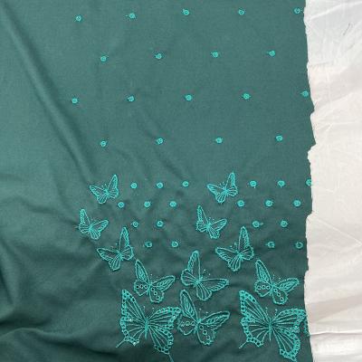 China Embroidery Fabric Wholesaler Two Borders Butterfly Cotton Eyelet Anti-static Embroidery Fabric for sale