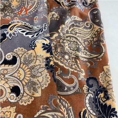 China Gray paisley viable black ballard covington bag dress fabric print stretched velvet fabric for sale