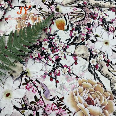 China Double Faced Digital Printing Cloth Hot Selling Fabric For Dresses A0583 Velvet Printed 100% Polyester MOQ One Meter Flower Pattern for sale