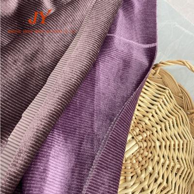 China Memory Wholesale Home Textile Knitted Small Striped Design Brushed Customized Color Velvet Fabric For Curtain for sale