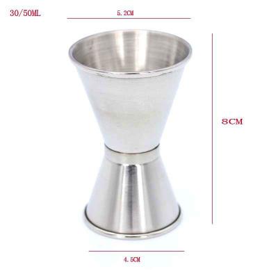 China Viable Professional Barware Tools Stainless Steel Bar Accessories 30/50ml Jigger for sale