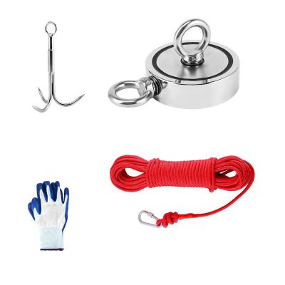 China Industrial Magnet Double Sided Magnetic Salvage Fishing Magnet Kit With Rope for sale