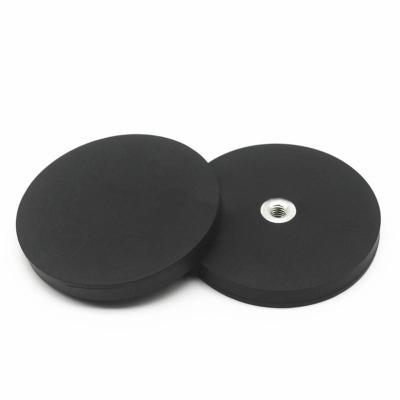 China Industrial Magnet Neodymium Round Pot Bottom Rubber Coated Magnet for sale