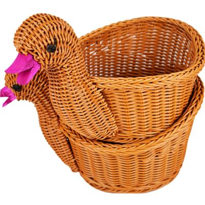 China Minimalist Custom Contemporary Animal Rattan Storage Basket Woven Storage Handmade Basket for sale