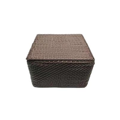 China Renel Sustainable Custom Multi Function PE Rattan Square Home Organizer Storage Box for sale