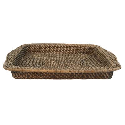 China Renel Factory Sustainable Sales Customize Natural Rattan Tray Handles Into Storage Trays for sale