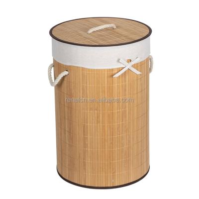 China Minimalist Amazon Hit Natural Bamboo Laundry Storage Woven Foldable Laundry Basket for sale