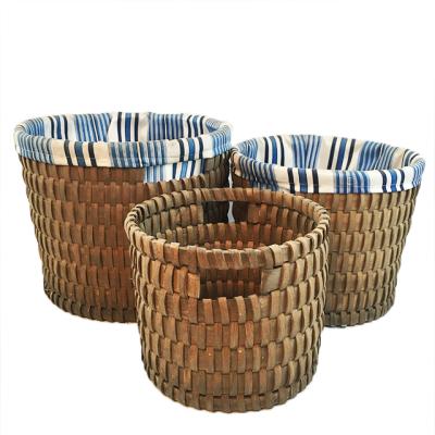 China Renel Sustainable Home Fabric Bamboo Wooden Storage Laundry Baskets With Liner for sale