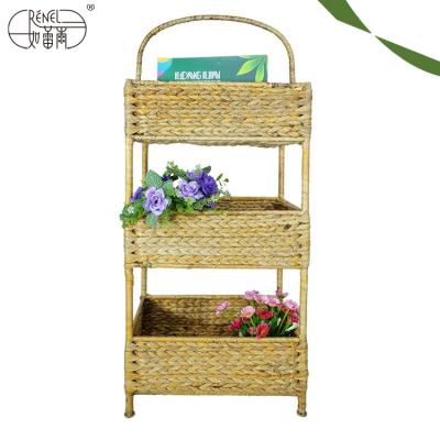 China Sustainable Renel 3 Layers Banana Leaf Bathroom Living Room Handwoven Shelf Products for sale