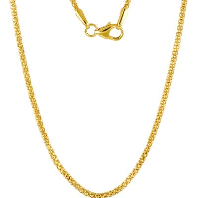 China Nickel Free Best Price Real China Popcorn Chain 180Mm Gauge 18K Gold Travel Necklace Lead Free Round for sale