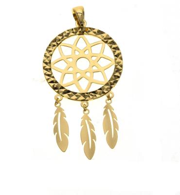 China Fashionable Elegant Luxury Solid 18K Yellow Gold Competitive Price Women's Dream Catcher Pendant for sale