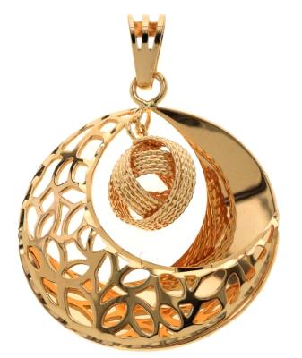 China Fashionable Wholesale Custom Solid Knot Circle Ball Top Quality 18K Yellow Gold Elegant Pendant for sale