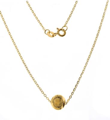 China Fashionable High Standard 18K Yellow Gold Ball Necklace Elegant Unisex Solid Link With Chain for sale