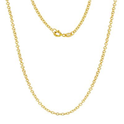 China 18K Solid Gold Rolo Link Chain Elegant Necklace unisex top quality fashionable favorable prices for sale