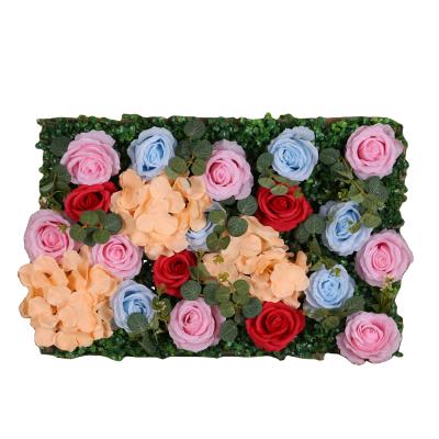 China Decoration For All Occasion Ornamental Artificial Wedding Decorate Flower Wall Backdrop Colorful Silk Rose For Event Decor for sale