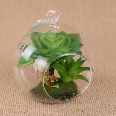 China Wedding& Home Supply Wholesale Succulent Plant Beautiful Plant Decoration Glass Vase With Artificial Flower for sale