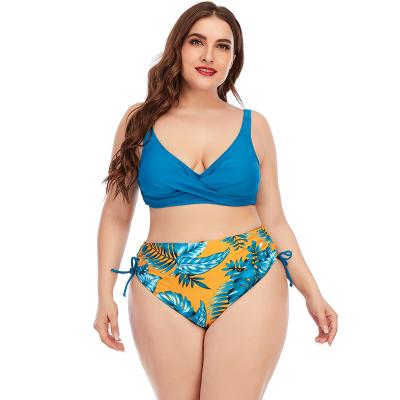 China Wholesale Breathable High Waisted Two Piece Swimsuit For Women Fashion Plus Size Bathing Suit Swimwear 2021 Plus Size The Top for sale