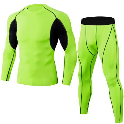 China Breathable Breathable OEM Accept Wholesale Long Sleeve High Elastic Compression Shirt Set Gym Clothes Solid Workout Clothing Men Gym for sale