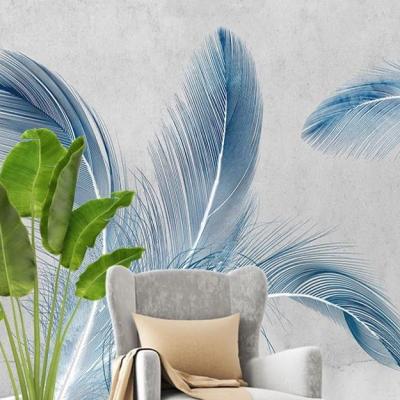 China Nordic fresh modern luxury gray feathers background wallpaper small high light TV for sale