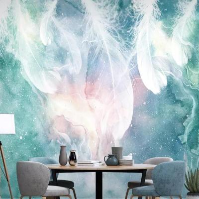 China Trade two swans design non-woven wallpaper 3d wall removable sticker for home decor gasser brand wp084 for sale