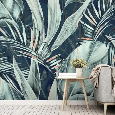 China Hand Drawn Tropical Wallpaper Medieval Tropical Rainforest Flowers and Birds Background Wall Painting for sale